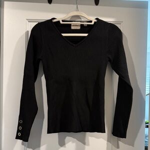 Elie Tahari Black V-Neck Sweater